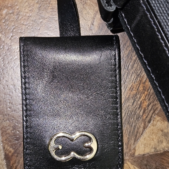 Escada Black Canvas FRINGE Leather Trim Shoulder Bag Interior Snap Closure Inter - Picture 9 of 16